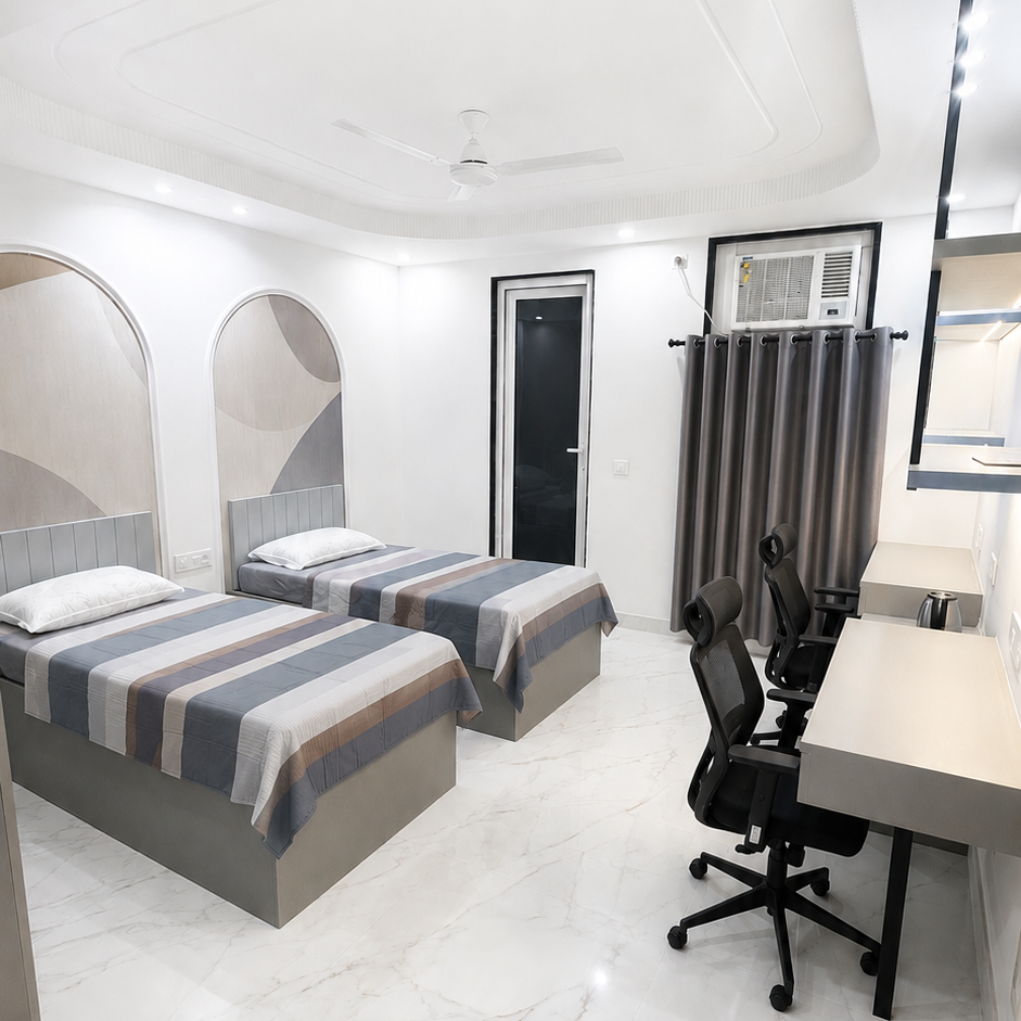 Prime Twin Sharing — Aspiro Living, premium girls PG in Karol Bagh