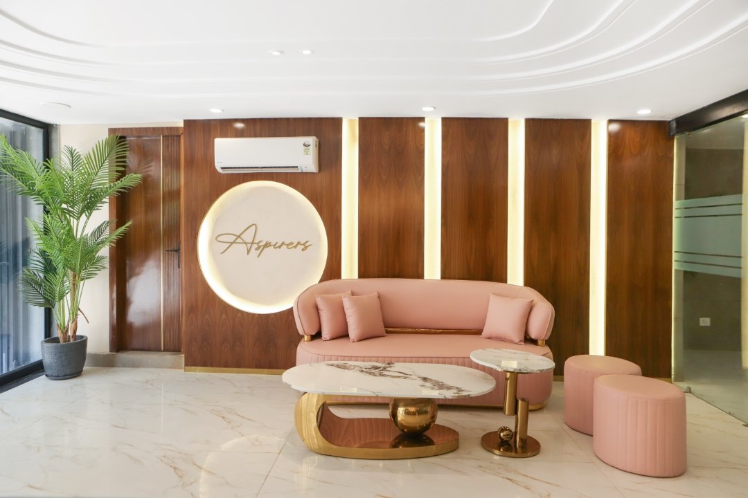 Reception Lounge — Aspiro Living, premium girls PG in Karol Bagh